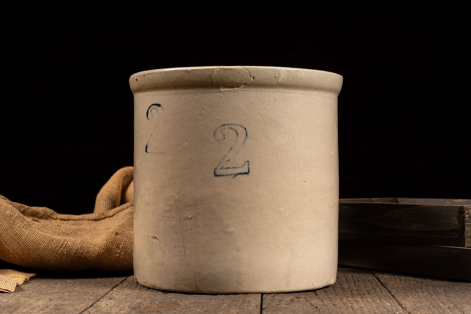 2 Gal. Stoneware Crock: **NOTE: Any shipping quotes provided on this screen are provided by Live Auctioneers. For an in-house shipping quote on this lot, please reach out to us at rockauctiongallery@gmail.com.** 