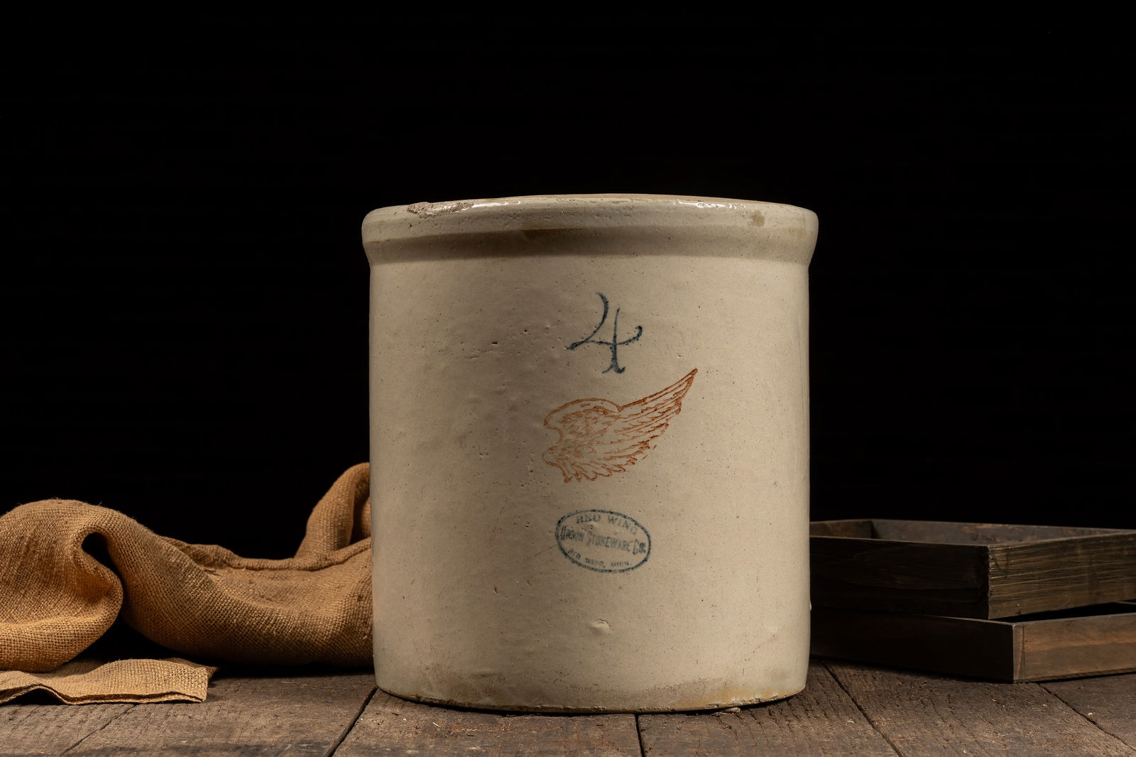 4 Gal. Red Wing Stoneware Crock: **NOTE: Any shipping quotes provided on this screen are provided by Live Auctioneers. For an in-house shipping quote on this lot, please reach out to us at rockauctiongallery@gmail.com.** 