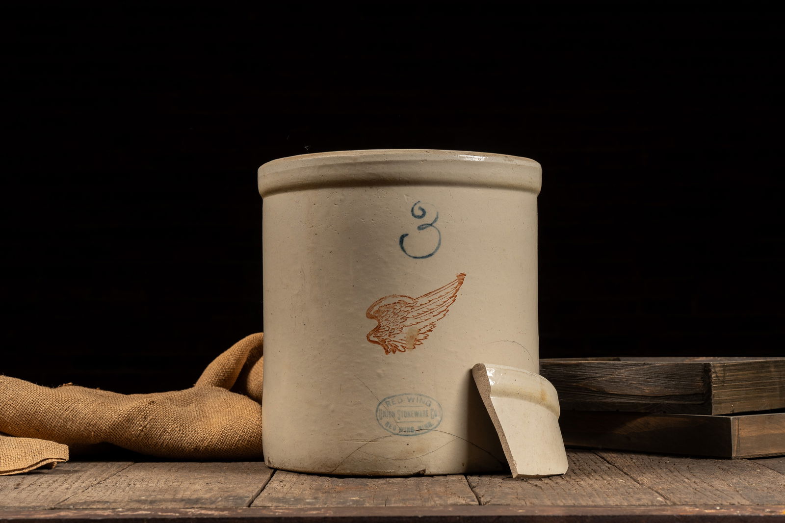 Red Wing 3 Gal. Stoneware Crock: **NOTE: Any shipping quotes provided on this screen are provided by Live Auctioneers. For an in-house shipping quote on this lot, please reach out to us at rockauctiongallery@gmail.com.** 