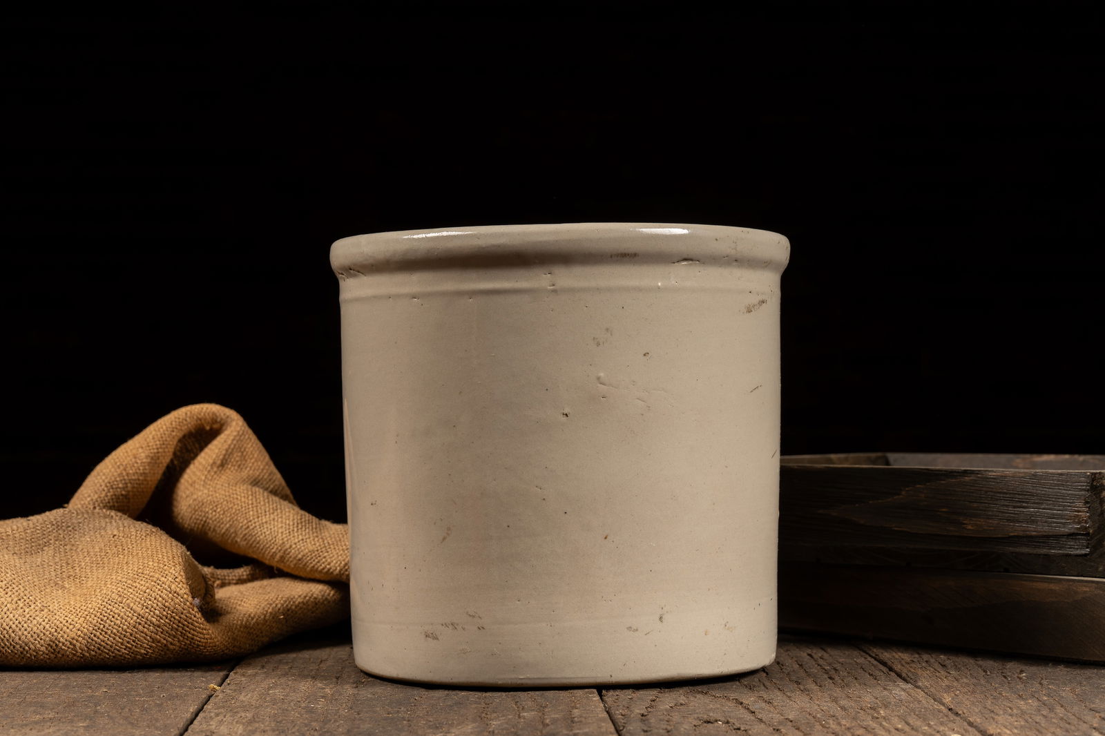 Small Unmarked Stoneware Crock - 4