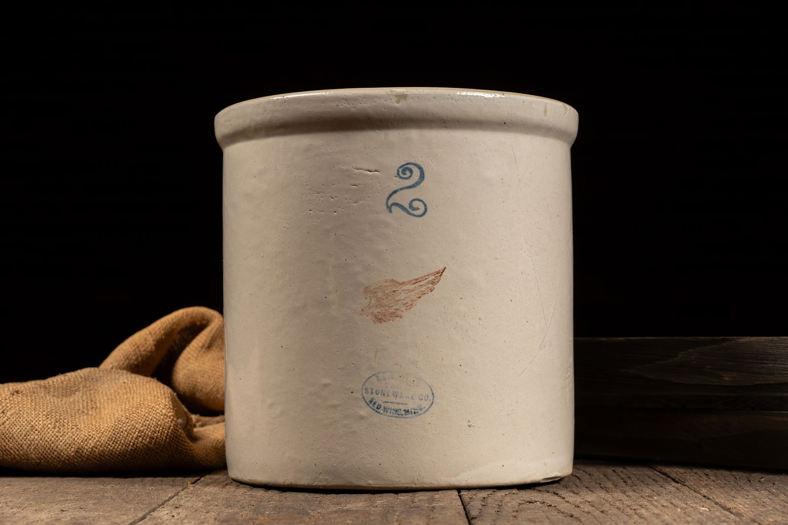 2 Gal. Red Wing Stoneware Crock: **NOTE: Any shipping quotes provided on this screen are provided by Live Auctioneers. For an in-house shipping quote on this lot, please reach out to us at rockauctiongallery@gmail.com.** C-18570