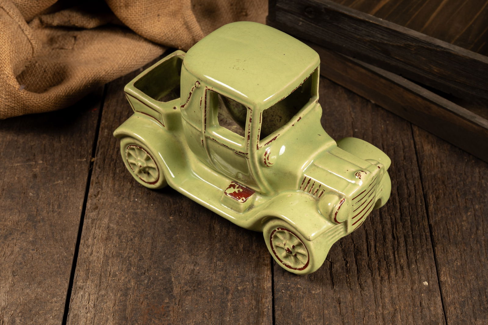 Art Deco Ceramic Pickup Truck Planter: **NOTE: Any shipping quotes provided on this screen are provided by Live Auctioneers. For an in-house shipping quote on this lot, please reach out to us at rockauctiongallery@gmail.com.** 