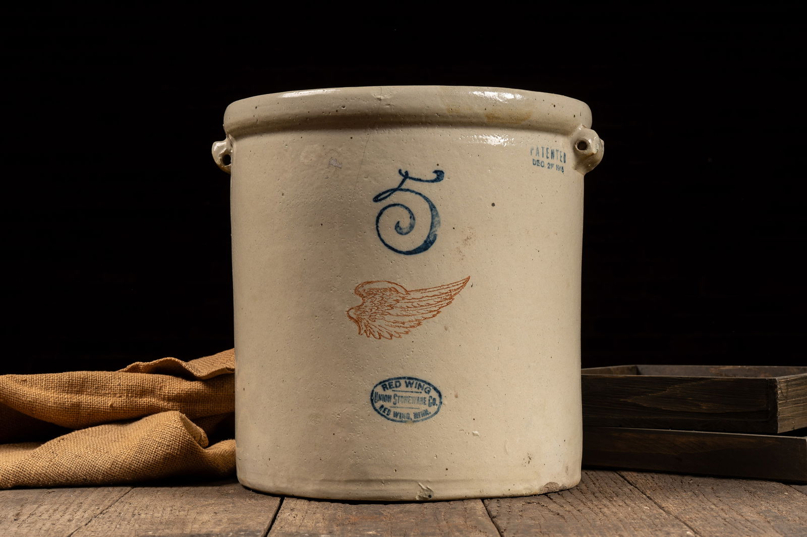5 Gal. Red Wing Stoneware Crock: **NOTE: Any shipping quotes provided on this screen are provided by Live Auctioneers. For an in-house shipping quote on this lot, please reach out to us at rockauctiongallery@gmail.com.** 