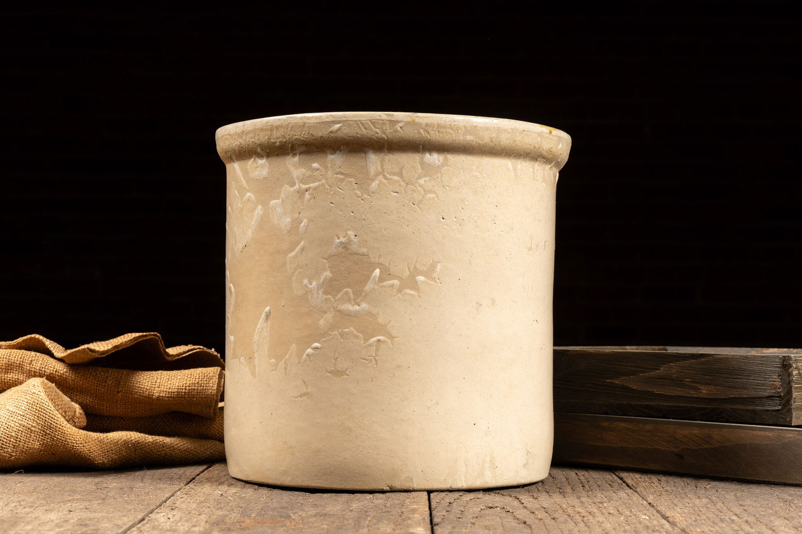 2 Gal. Stoneware Crock w Leaf Mark - 2
