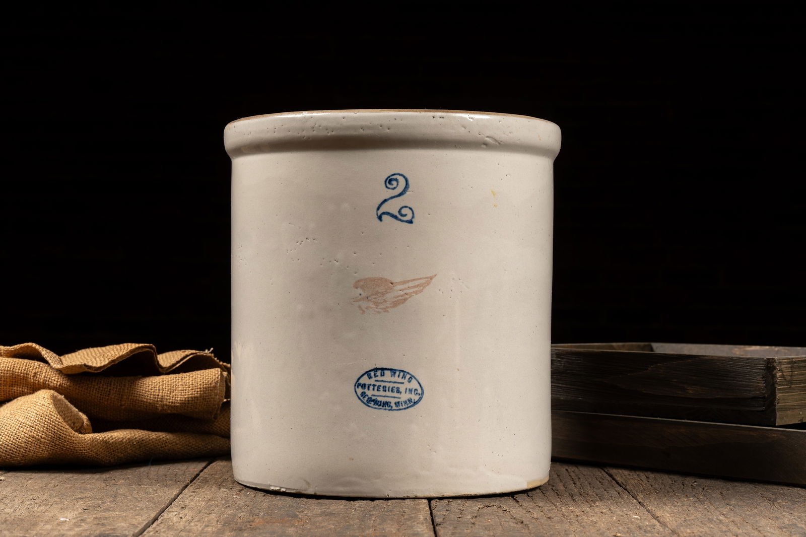 2 Gal. Red Wing Stoneware Crock: **NOTE: Any shipping quotes provided on this screen are provided by Live Auctioneers. For an in-house shipping quote on this lot, please reach out to us at rockauctiongallery@gmail.com.** 