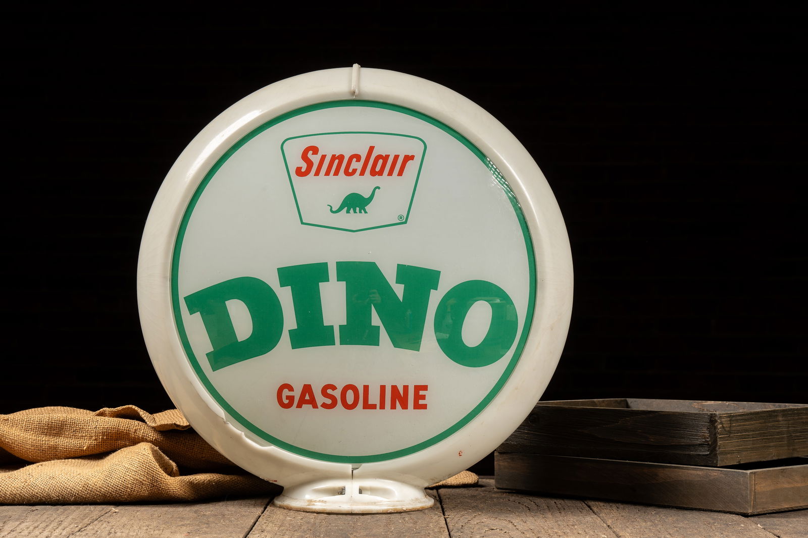 Sinclair 'Dino' Plastic Service Station Globe: **NOTE: Any shipping quotes provided on this screen are provided by Live Auctioneers. For an in-house shipping quote on this lot, please reach out to us at rockauctiongallery@gmail.com.** 