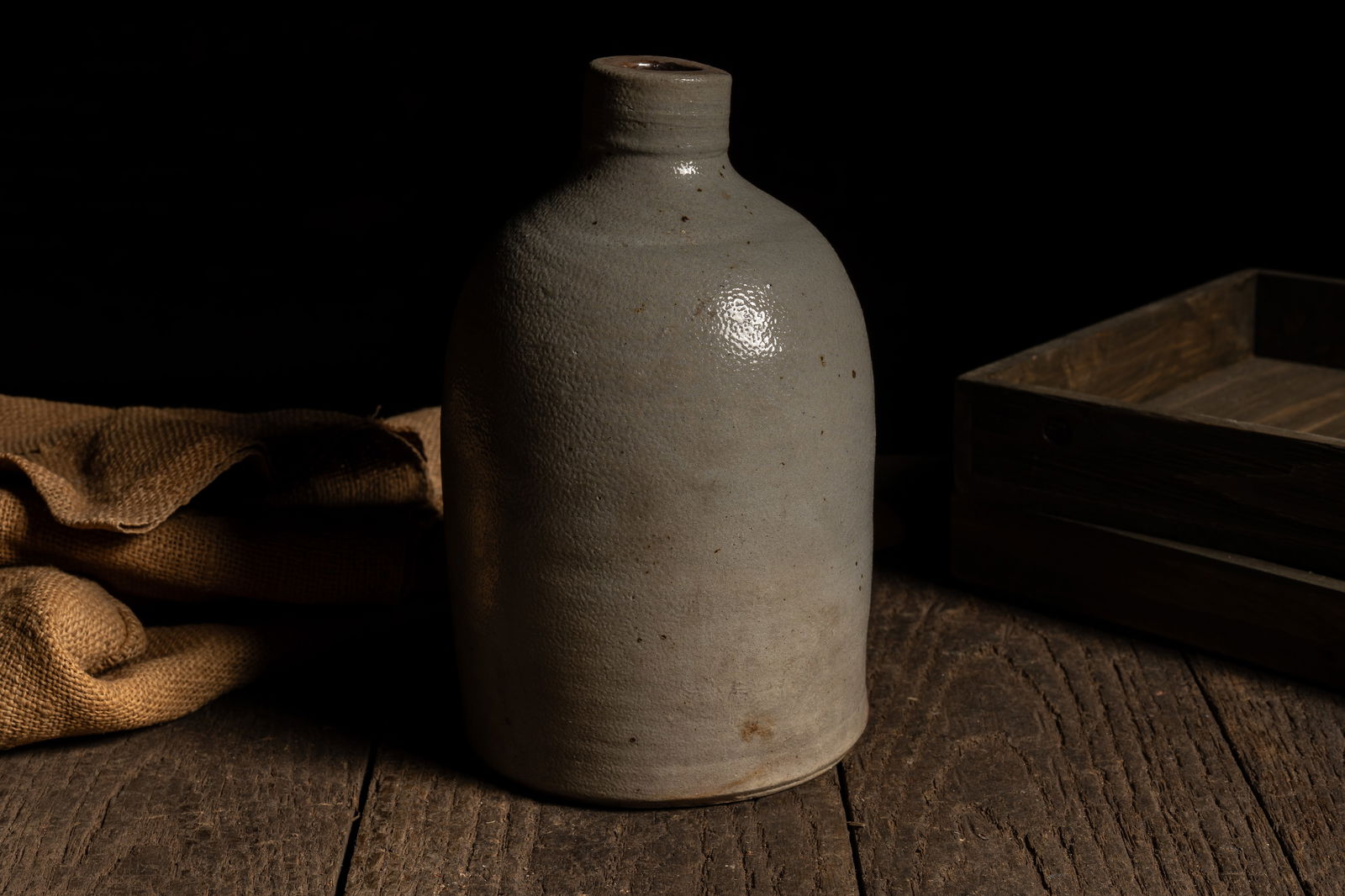 Gray Stoneware Crock Jug - 4
