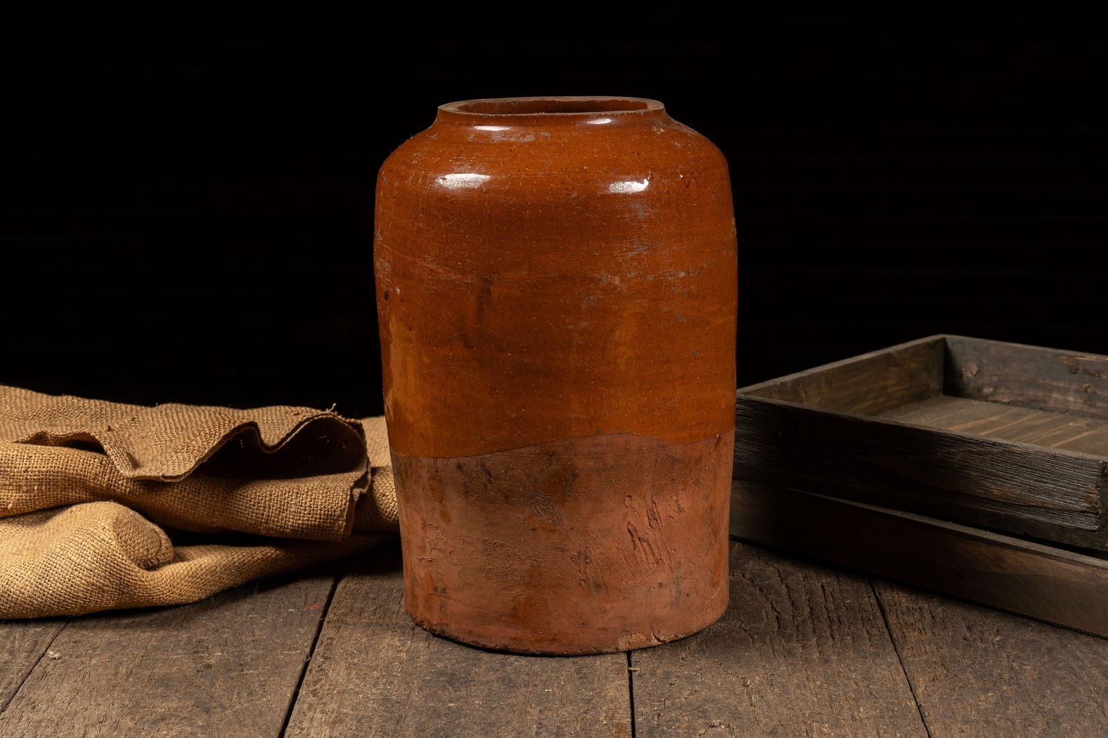 Red Brown Two Tone Stoneware Vessel - 2