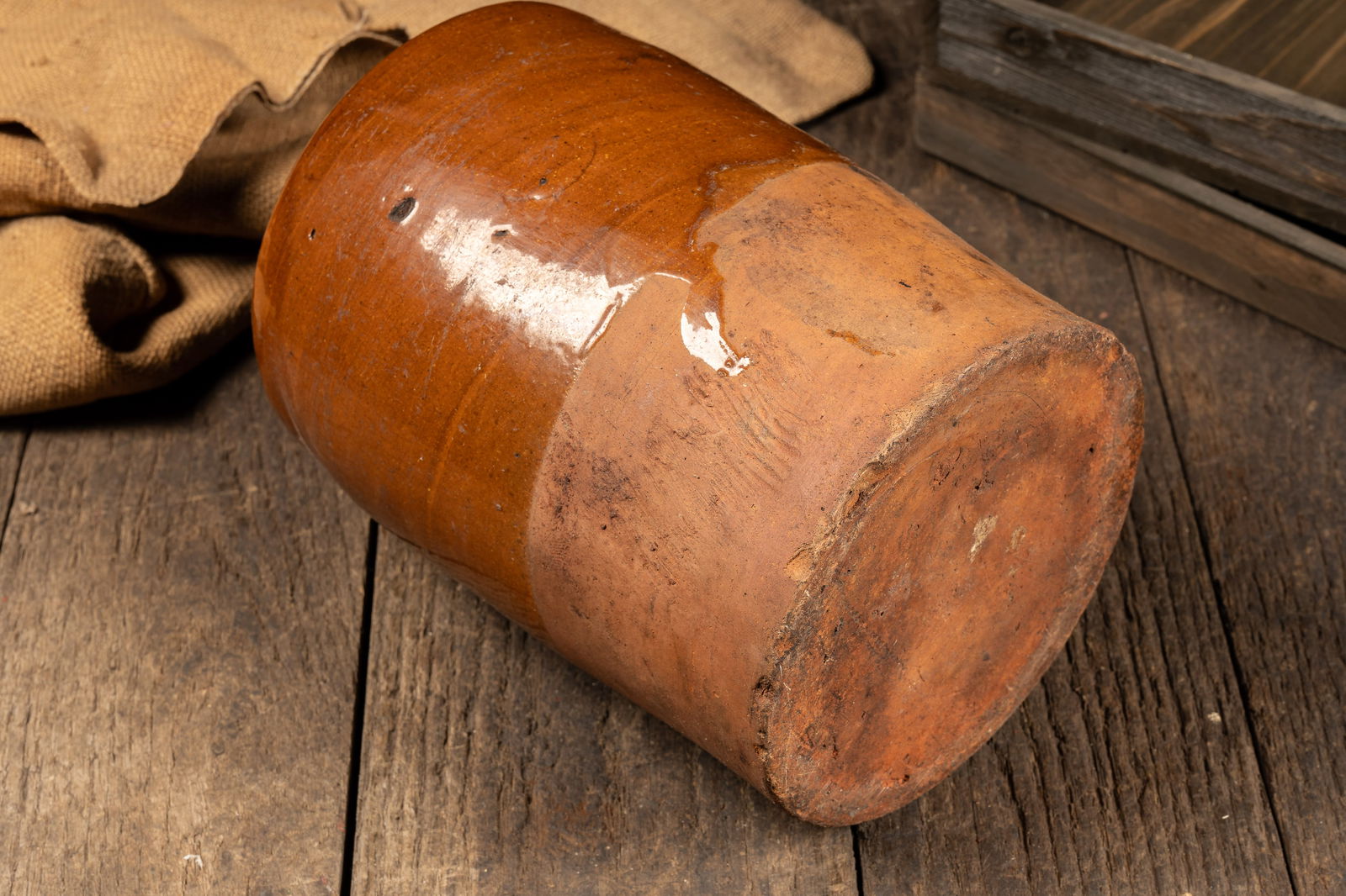 Red Brown Two Tone Stoneware Vessel - 5