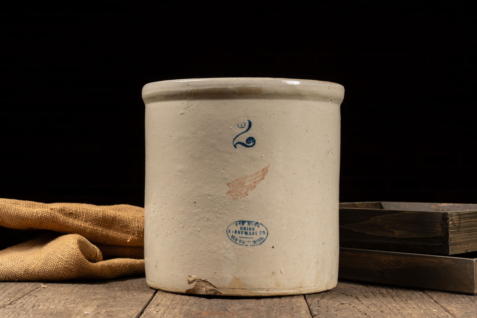 2 Gal. Red Wing Stoneware Crock: **NOTE: Any shipping quotes provided on this screen are provided by Live Auctioneers. For an in-house shipping quote on this lot, please reach out to us at rockauctiongallery@gmail.com.** 