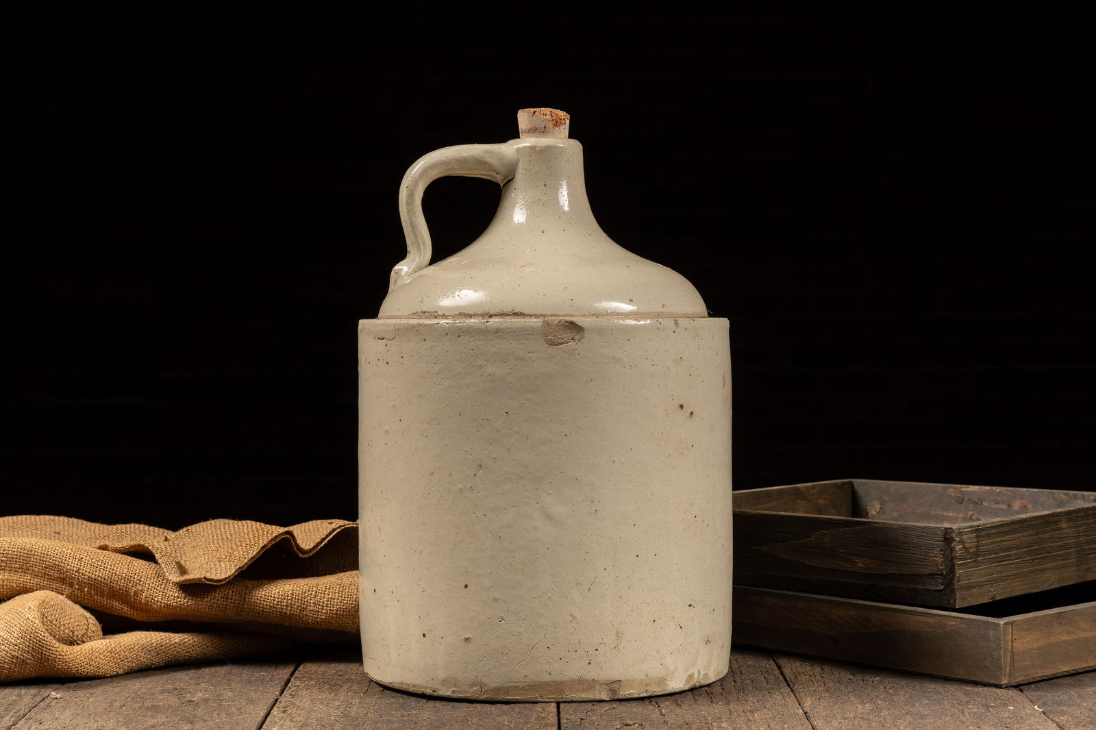 Large Unmarked Stoneware Crock Jug: **NOTE: Any shipping quotes provided on this screen are provided by Live Auctioneers. For an in-house shipping quote on this lot, please reach out to us at rockauctiongallery@gmail.com.** C-18625