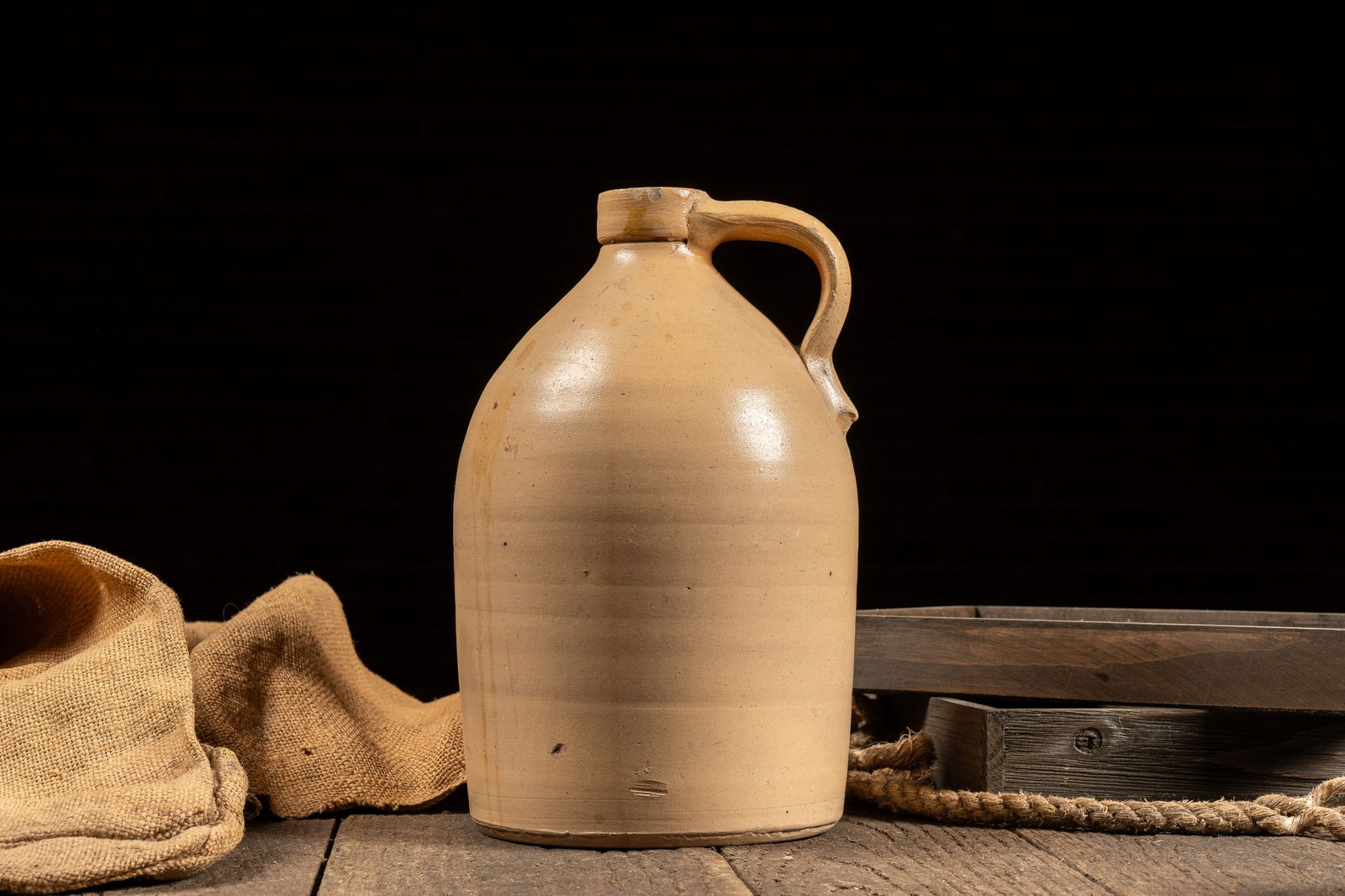 Beige Stoneware Crock Jug - 3