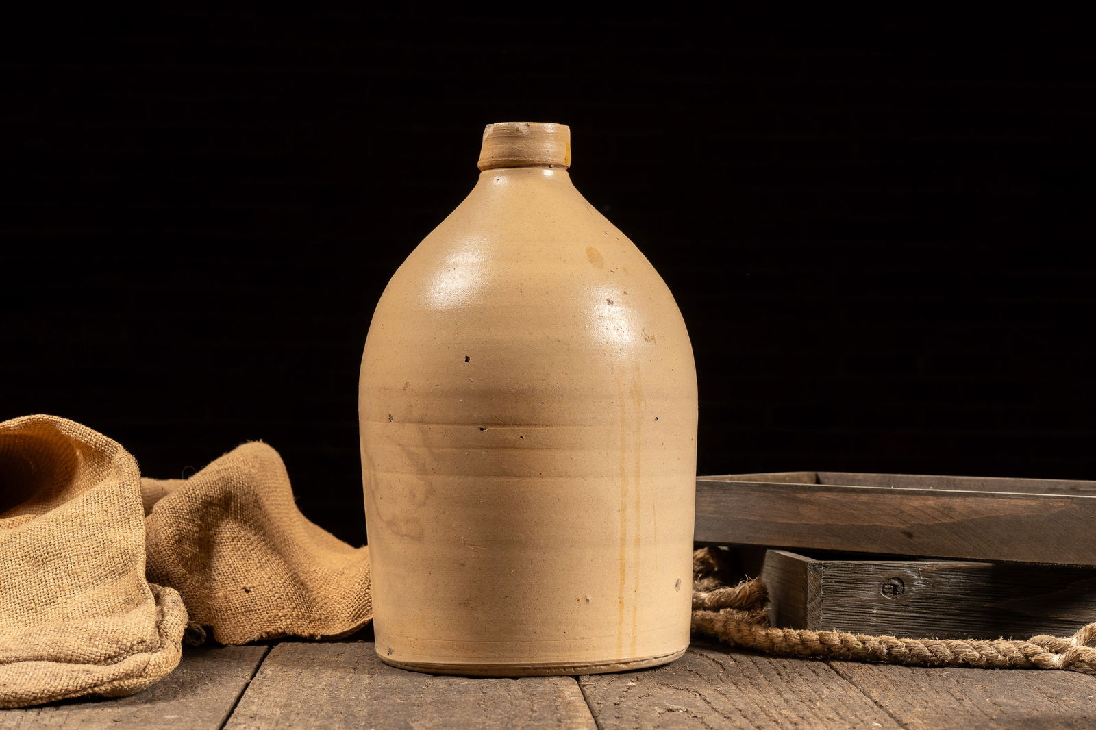 Beige Stoneware Crock Jug - 4