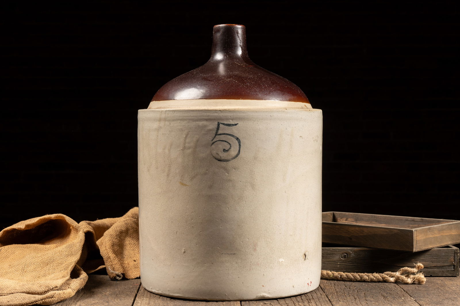 5 Gal. Two Tone Stoneware Crock Jug (1 of 5)