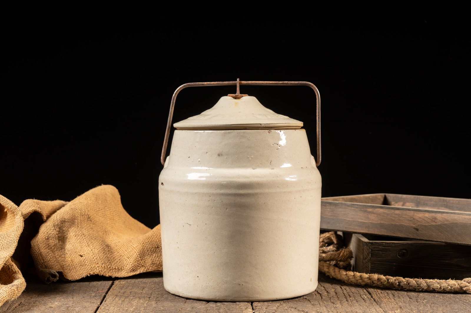 Lidded Crock Jar by Western Stoneware Co: **NOTE: Any shipping quotes provided on this screen are provided by Live Auctioneers. For an in-house shipping quote on this lot, please reach out to us at rockauctiongallery@gmail.com.** C-18636