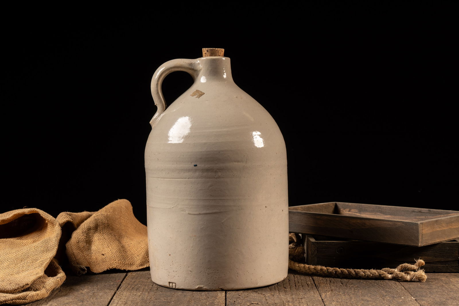 Unmarked Stoneware Crock Jug: **NOTE: Any shipping quotes provided on this screen are provided by Live Auctioneers. For an in-house shipping quote on this lot, please reach out to us at rockauctiongallery@gmail.com.** C-18638