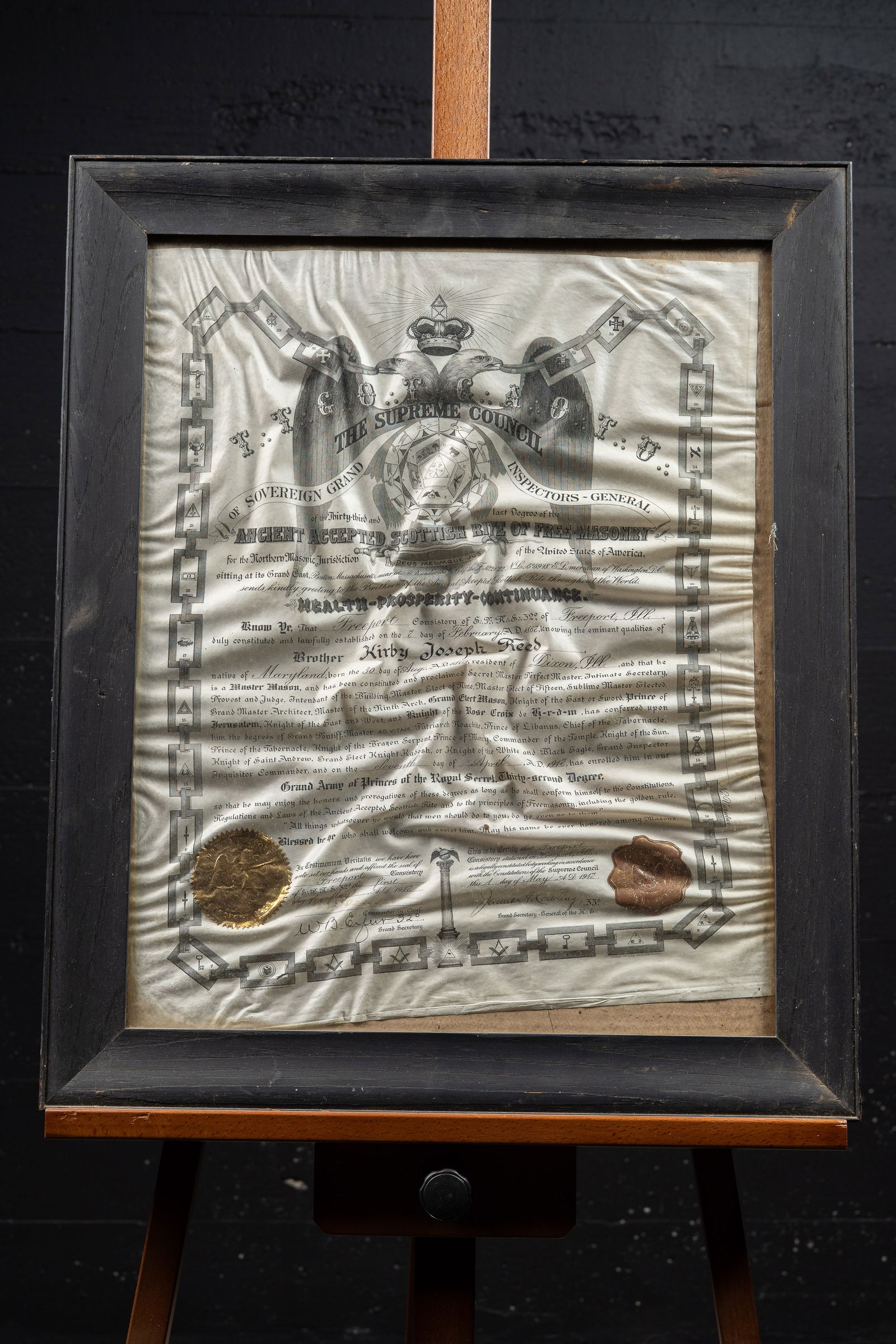 1912 Scottish Rite Freemasonry Council Certificate (1 of 7)