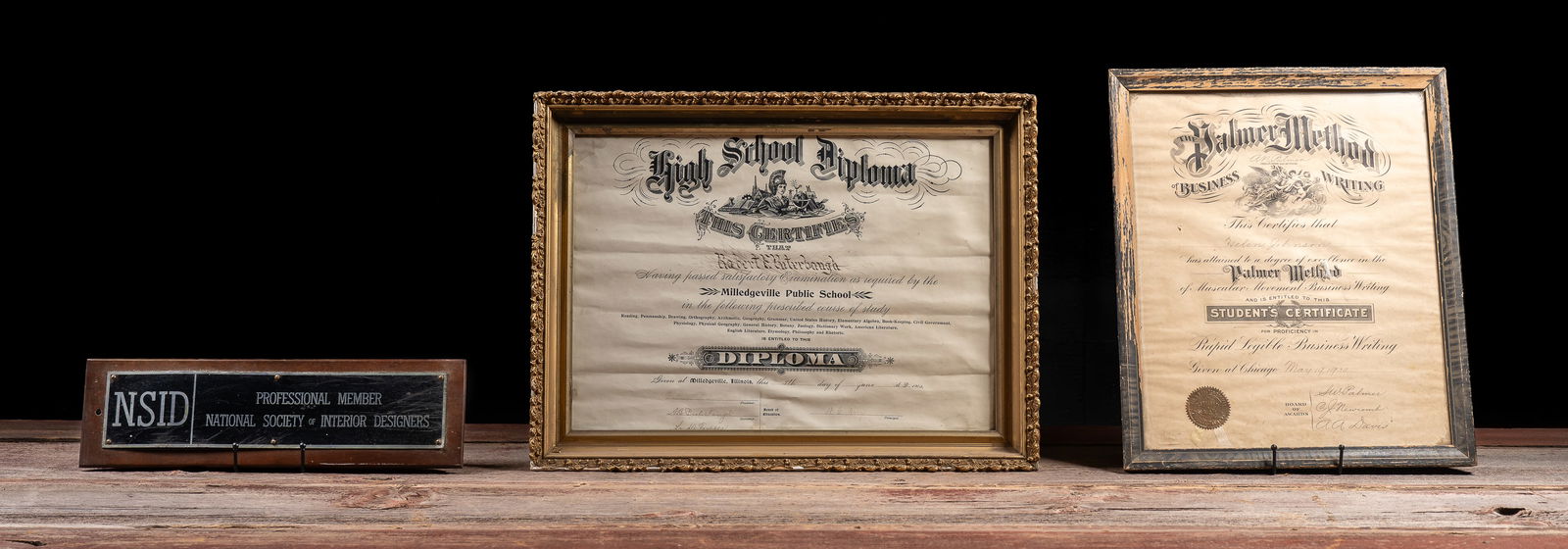 Lot of 3 Antique Student Certifications: **NOTE: Any shipping quotes provided on this screen are provided by Live Auctioneers. For an in-house shipping quote on this lot, please reach out to us at rockauctiongallery@gmail.com.** 