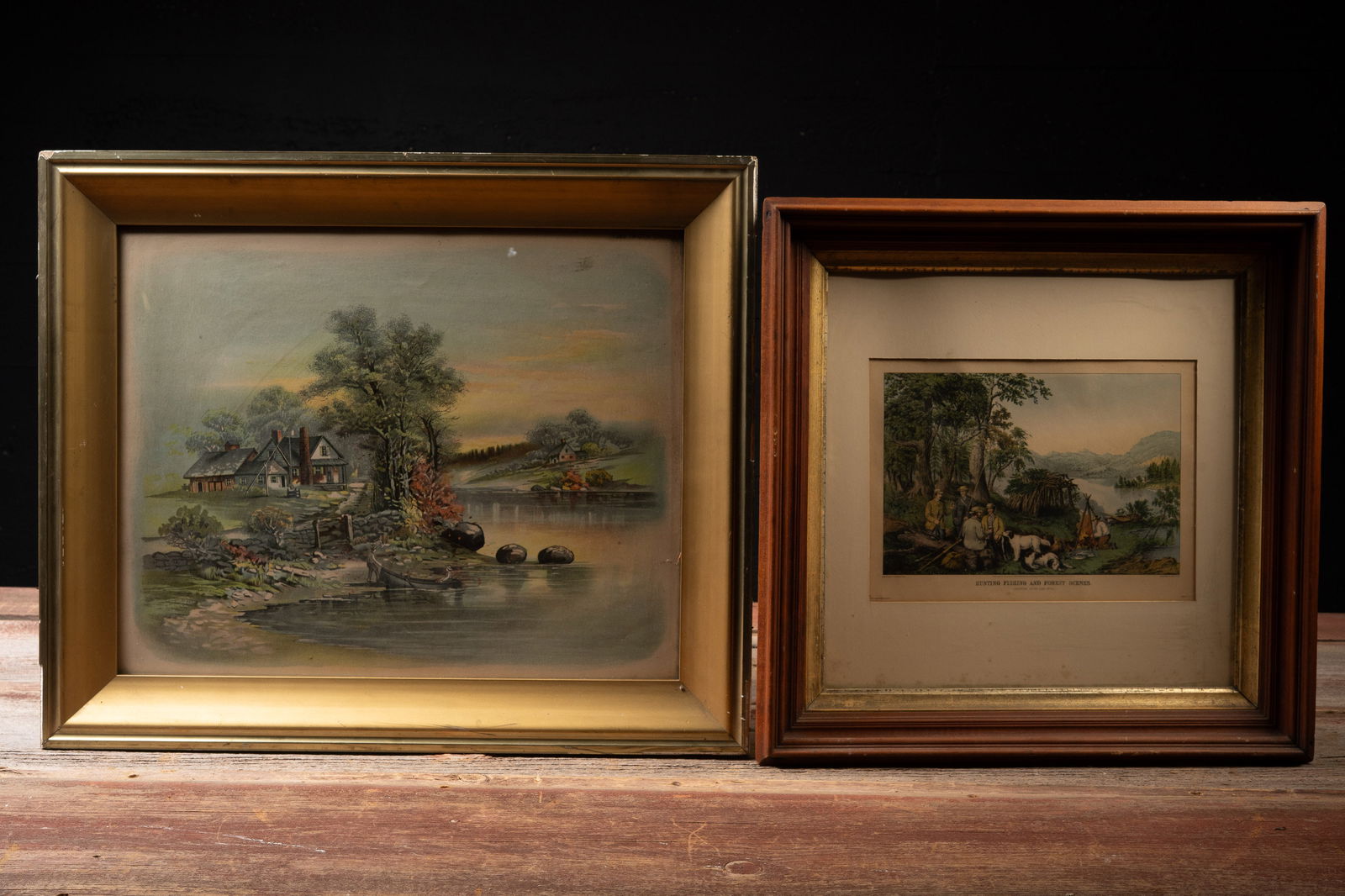2 Pastoral Scenes - Victorian Landscape, Hunting (1 of 9)