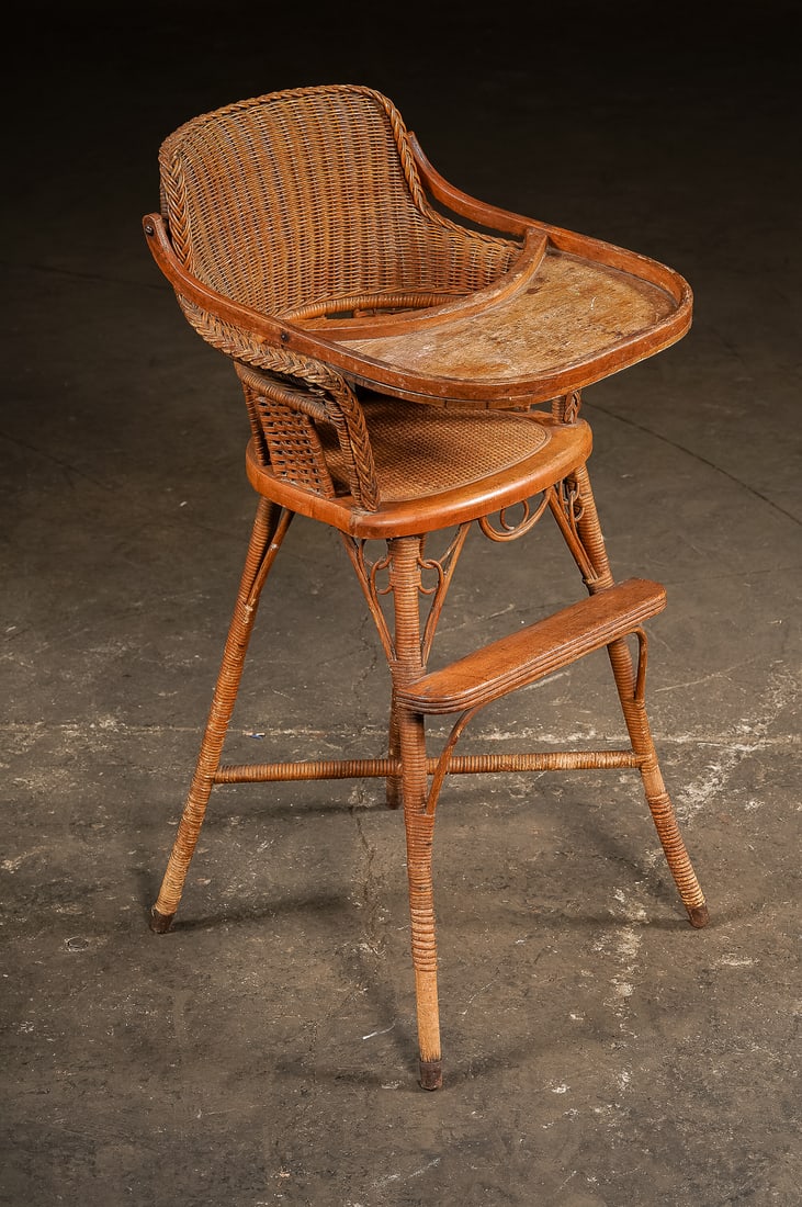 Early Wicker High Chair with Tray (1 of 10)