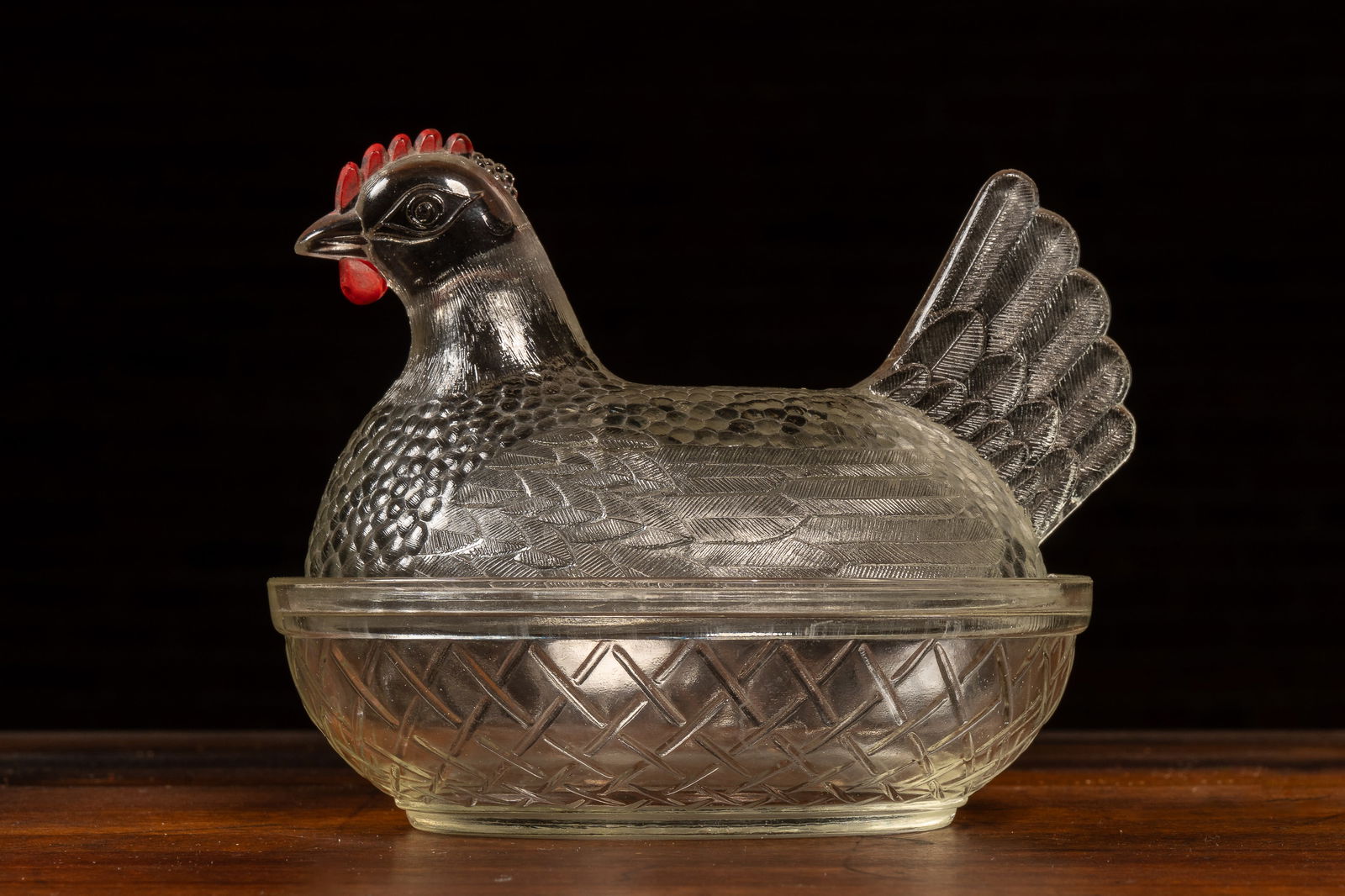 Glass Hen Bowl And Lid: **NOTE: Any shipping quotes provided on this screen are provided by Live Auctioneers. For an in-house shipping quote on this lot, please reach out to us at rockauctiongallery@gmail.com.** 