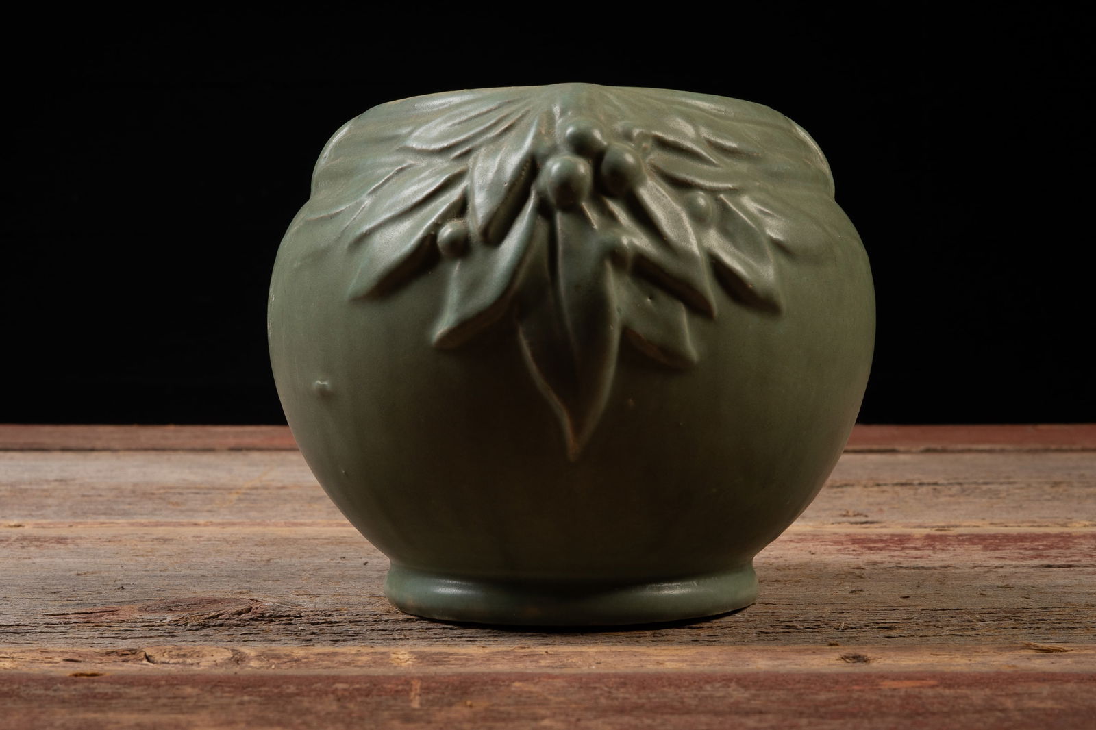 Matte Green Art Pottery Jardiniere (1 of 6)
