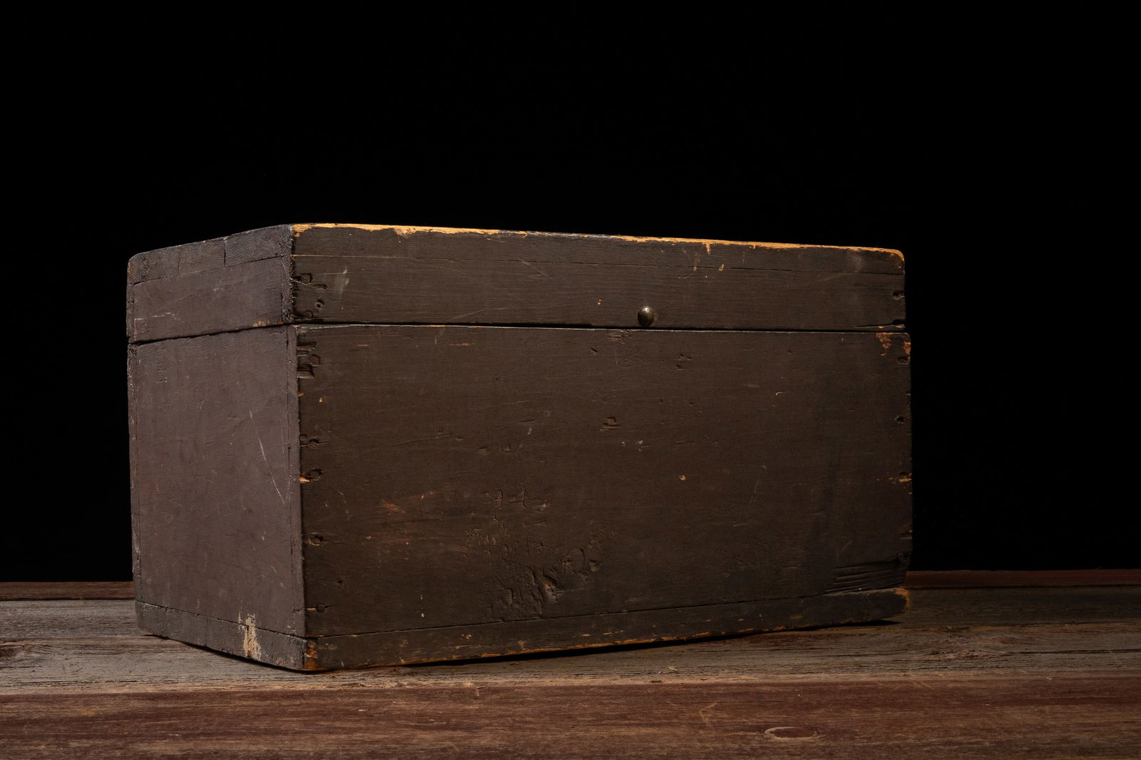 Antique Primitive Wooden Storage Box: **NOTE: Any shipping quotes provided on this screen are provided by Live Auctioneers. For an in-house shipping quote on this lot, please reach out to us at rockauctiongallery@gmail.com.** C-19185