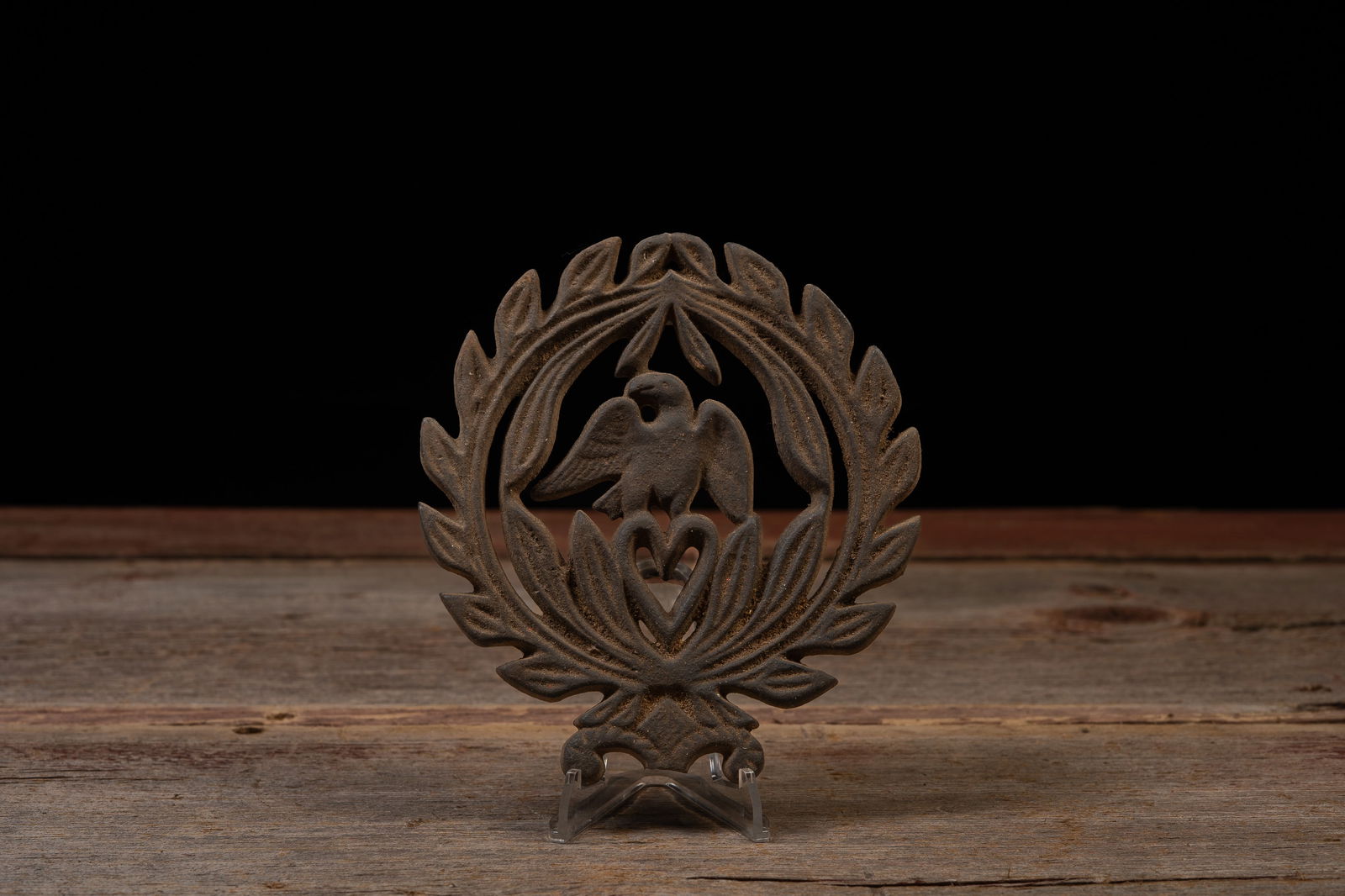 Cast Iron Eagle & Laurel Architectural Medallion: **NOTE: Any shipping quotes provided on this screen are provided by Live Auctioneers. For an in-house shipping quote on this lot, please reach out to us at rockauctiongallery@gmail.com.** 