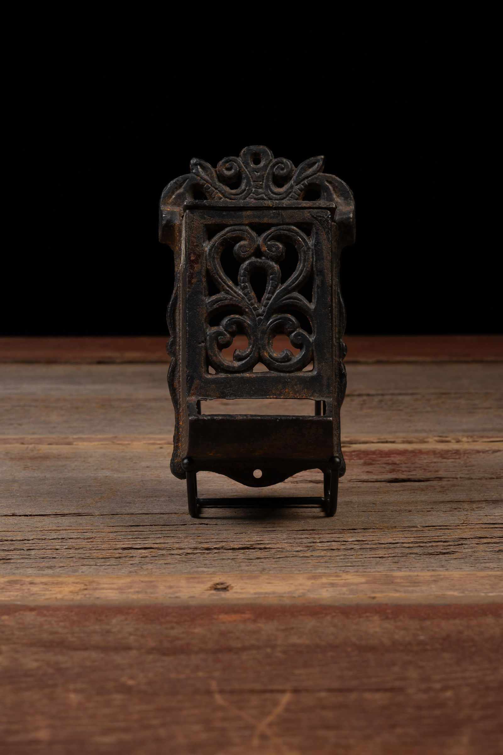 Cast Iron Wall Mount Match Safe: **NOTE: Any shipping quotes provided on this screen are provided by Live Auctioneers. For an in-house shipping quote on this lot, please reach out to us at rockauctiongallery@gmail.com.** C-19232