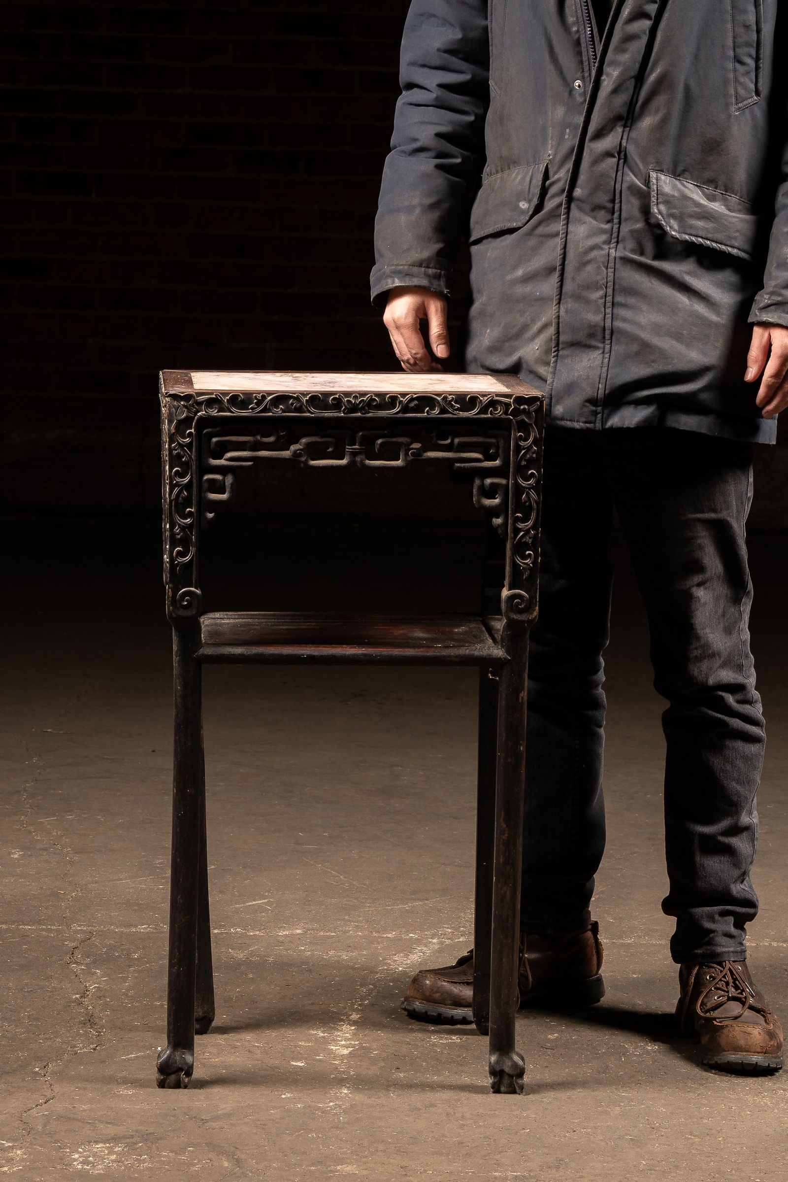 Red Stone Top Side Table - 2