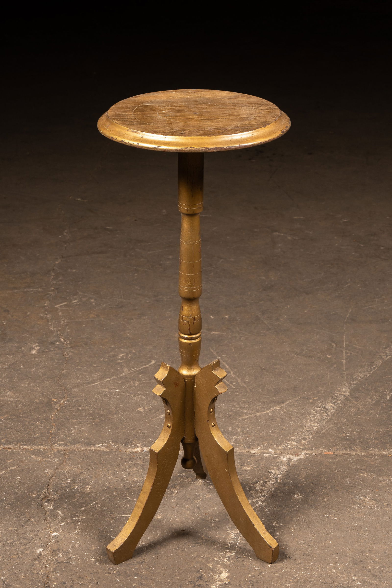 Gold Painted Wooden Plant Stand: **NOTE: Any shipping quotes provided on this screen are provided by Live Auctioneers. For an in-house shipping quote on this lot, please reach out to us at rockauctiongallery@gmail.com.** 
