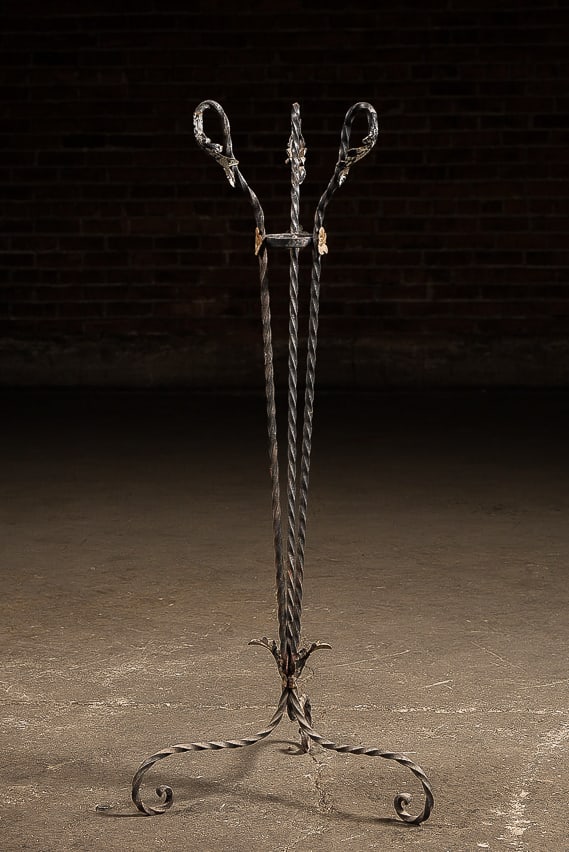 Twisted Iron Floor Stand: **NOTE: Any shipping quotes provided on this screen are provided by Live Auctioneers. For an in-house shipping quote on this lot, please reach out to us at rockauctiongallery@gmail.com.** C-19270