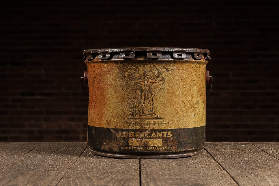 Antique Archer Lubricants Oil Pail: **NOTE: Any shipping quotes provided on this screen are provided by Live Auctioneers. For an in-house shipping quote on this lot, please reach out to us at rockauctiongallery@gmail.com.** 