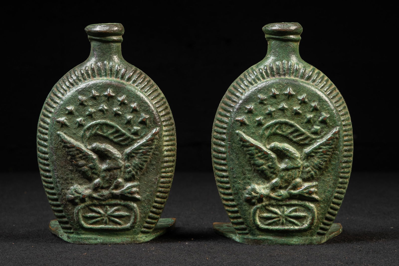 Pair of Bronze Figural Civil War Flask Bookends (1 of 6)