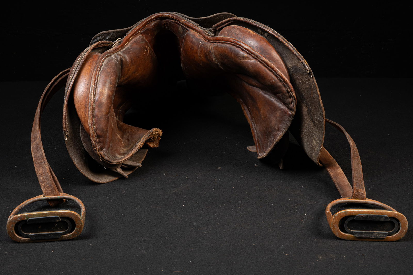 English-Style Leather Saddle by Bozick & Co.: **NOTE: Any shipping quotes provided on this screen are provided by Live Auctioneers. For an in-house shipping quote on this lot, please reach out to us at rockauctiongallery@gmail.com.** C-19297