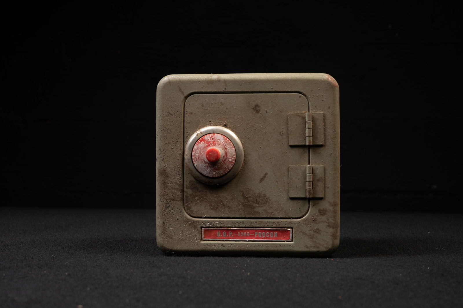 Vintage 'PROCON' Metal Bank Safe with Combo Lock: **NOTE: Any shipping quotes provided on this screen are provided by Live Auctioneers. For an in-house shipping quote on this lot, please reach out to us at rockauctiongallery@gmail.com.** 