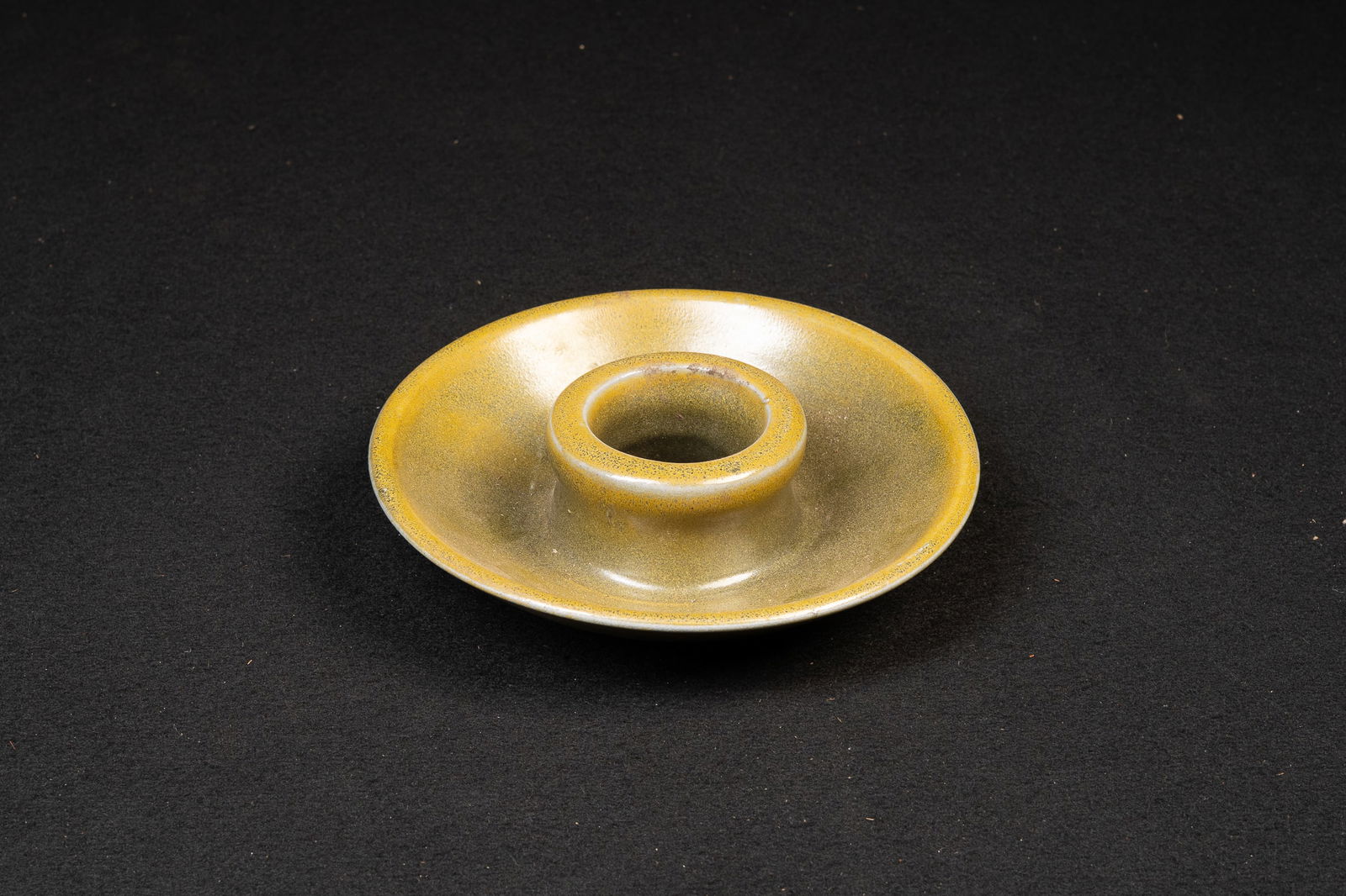 Mid-Century Mustard Glazed Ceramic Chamberstick (1 of 4)