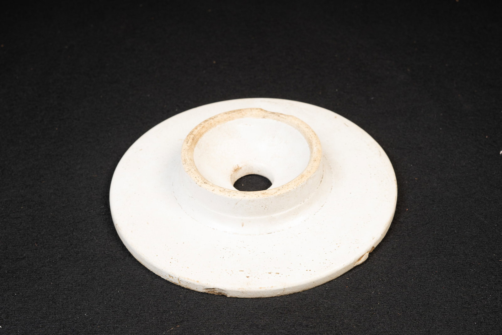 Mid-Century White Ceramic Candle Plate: **NOTE: Any shipping quotes provided on this screen are provided by Live Auctioneers. For an in-house shipping quote on this lot, please reach out to us at rockauctiongallery@gmail.com.** C-19347