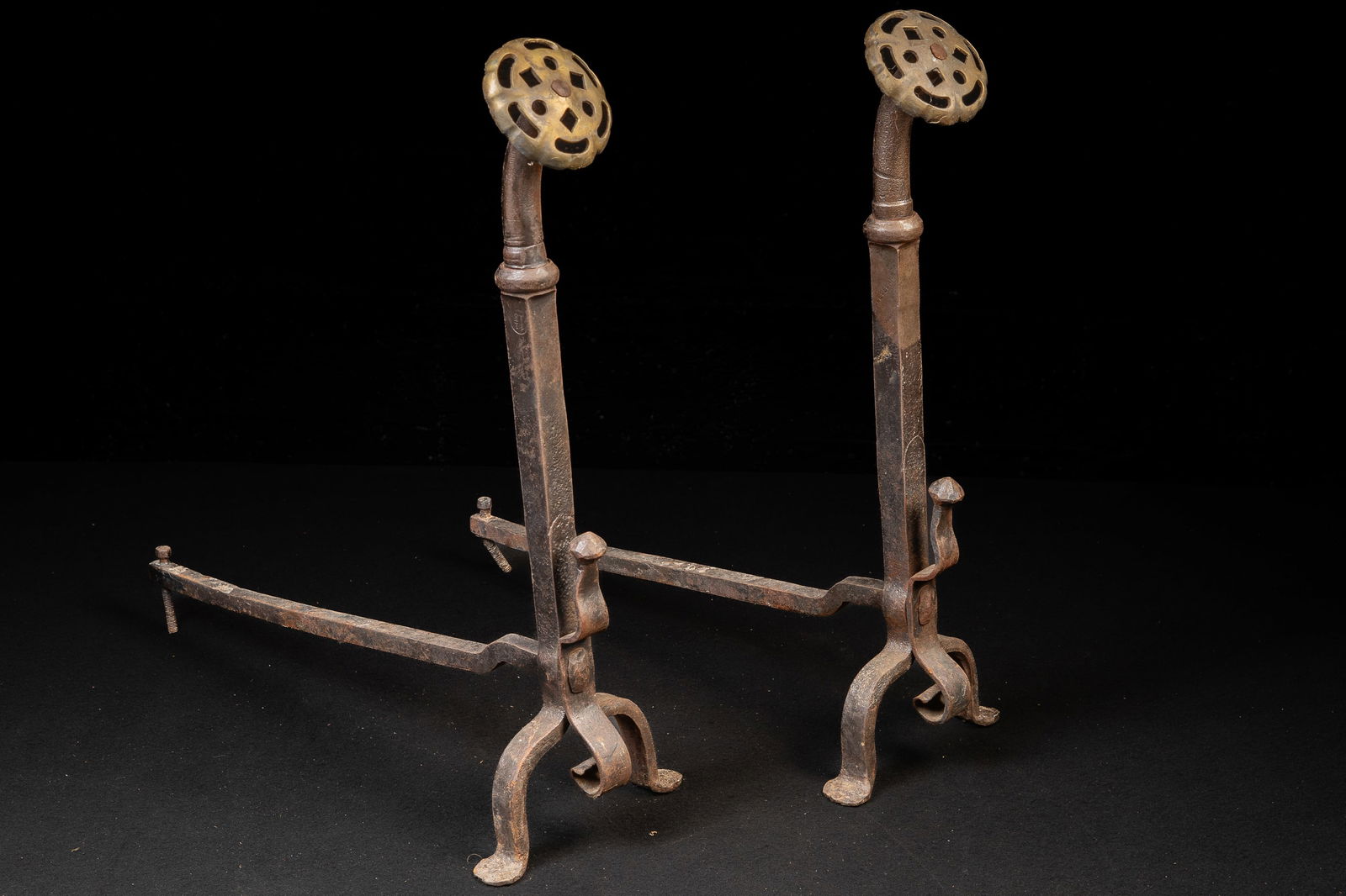Industrial Cast Iron & Brass Andirons (1 of 6)