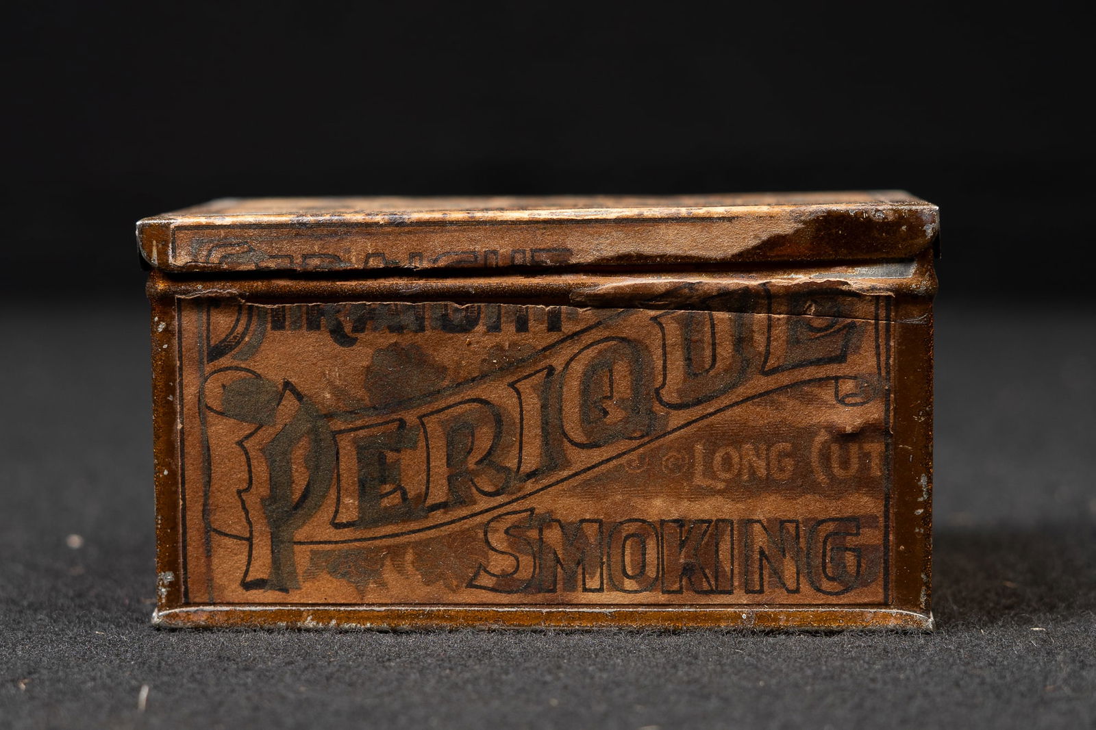 Straight Perique Long Cut Smoking Tobacco Tin: **NOTE: Any shipping quotes provided on this screen are provided by Live Auctioneers. For an in-house shipping quote on this lot, please reach out to us at rockauctiongallery@gmail.com.** C-19387