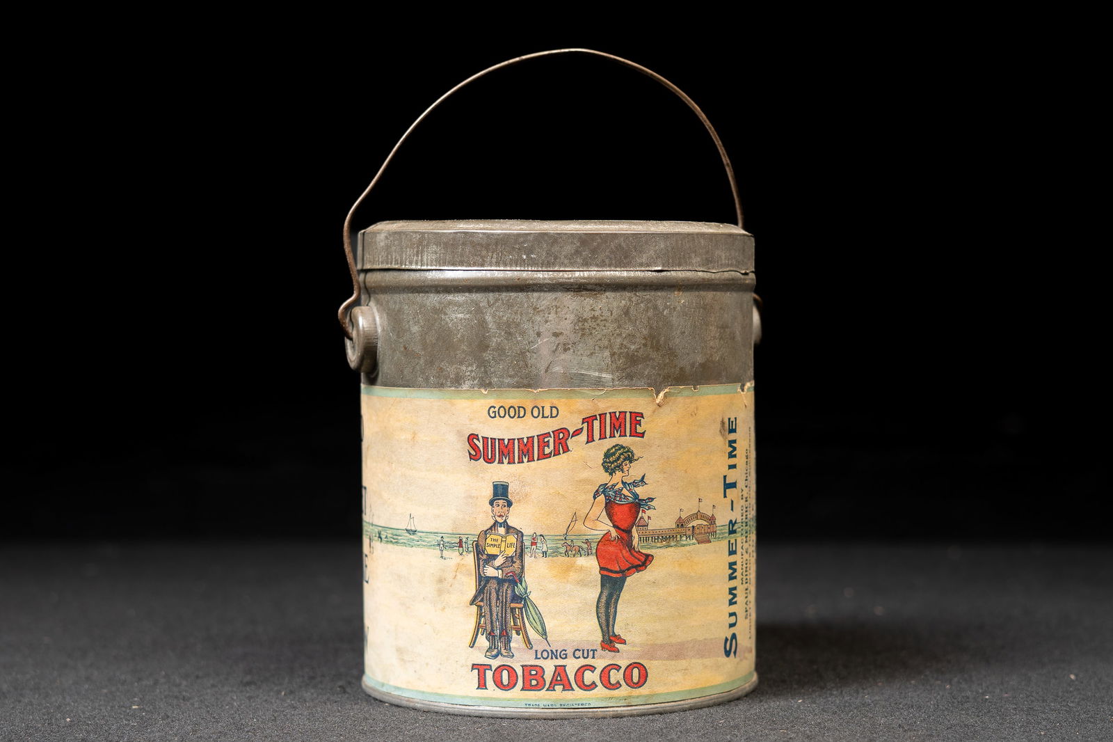 Vtg. "Good Old Summer-Time" Long Cut Tobacco Pail (1 of 7)