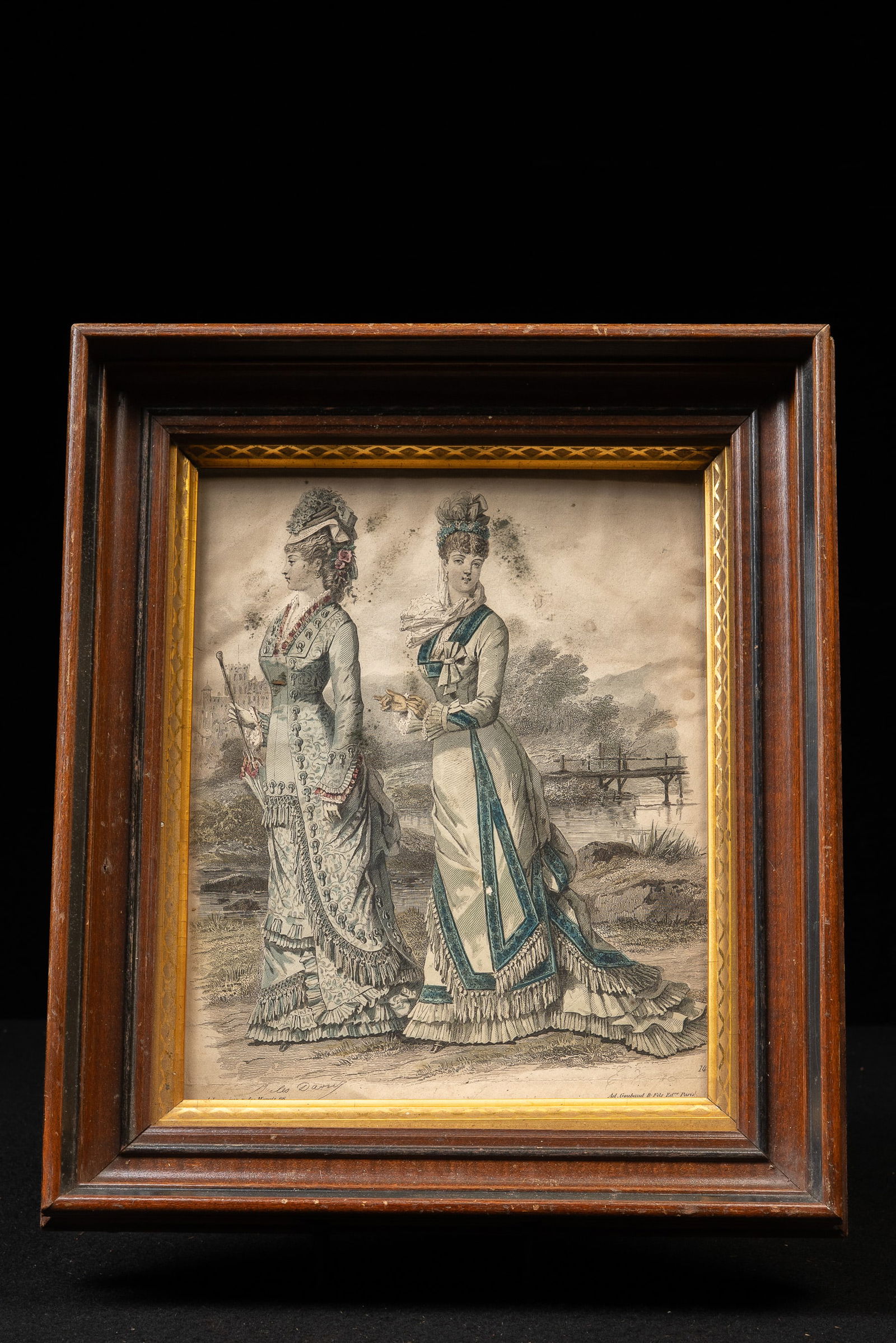 19th Century French Fashion Plate Engraving: **NOTE: Any shipping quotes provided on this screen are provided by Live Auctioneers. For an in-house shipping quote on this lot, please reach out to us at rockauctiongallery@gmail.com.** 