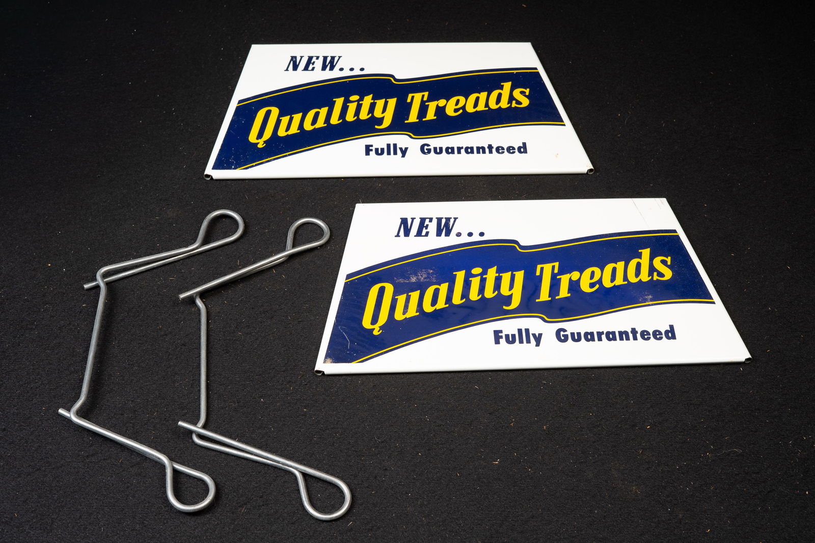 Vintage NOS 'Quality Threads' Tire Display Sign: **NOTE: Any shipping quotes provided on this screen are provided by Live Auctioneers. For an in-house shipping quote on this lot, please reach out to us at rockauctiongallery@gmail.com.** 