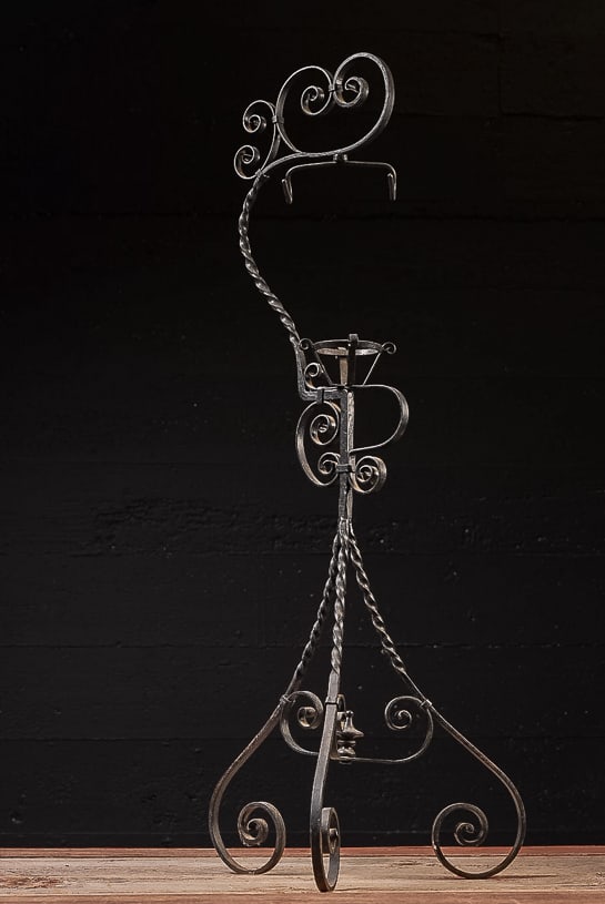 Wrought Iron Adjustable Floor Stand: **NOTE: Any shipping quotes provided on this screen are provided by Live Auctioneers. For an in-house shipping quote on this lot, please reach out to us at rockauctiongallery@gmail.com.** 