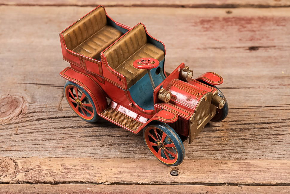 Tin Litho Antique Automobile Toy: **NOTE: Any shipping quotes provided on this screen are provided by Live Auctioneers. For an in-house shipping quote on this lot, please reach out to us at rockauctiongallery@gmail.com.** C-19466