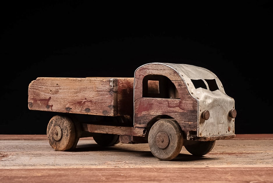 Handmade Wooden Dump Truck Toy with Metal Cab (1 of 9)