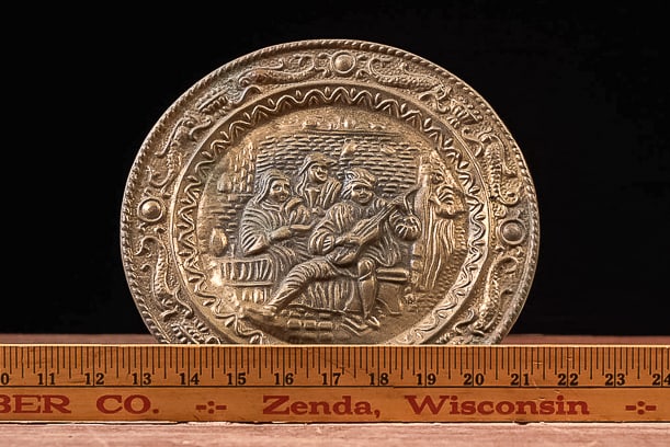 Embossed Brass Figural Decorative Wall Plate - 4