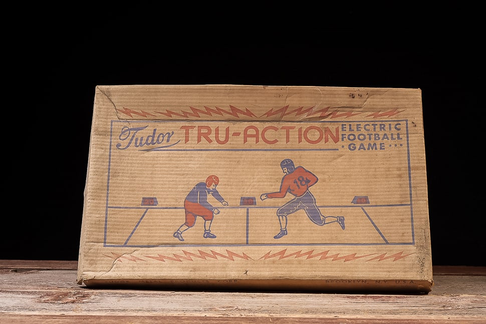 Tru-Action Electric Football Game w Original Box: **NOTE: Any shipping quotes provided on this screen are provided by Live Auctioneers. For an in-house shipping quote on this lot, please reach out to us at rockauctiongallery@gmail.com.** C-19495