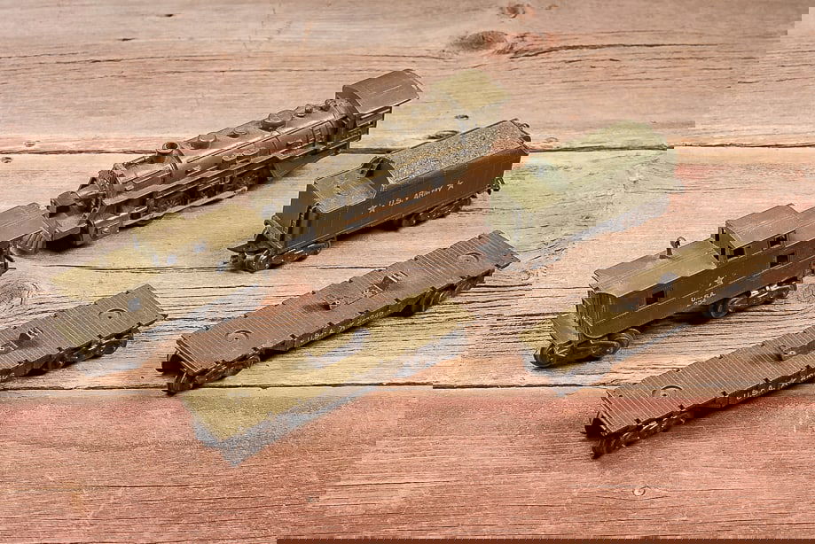 5-Piece U.S. Army Military Train Set: **NOTE: Any shipping quotes provided on this screen are provided by Live Auctioneers. For an in-house shipping quote on this lot, please reach out to us at rockauctiongallery@gmail.com.** C-19513