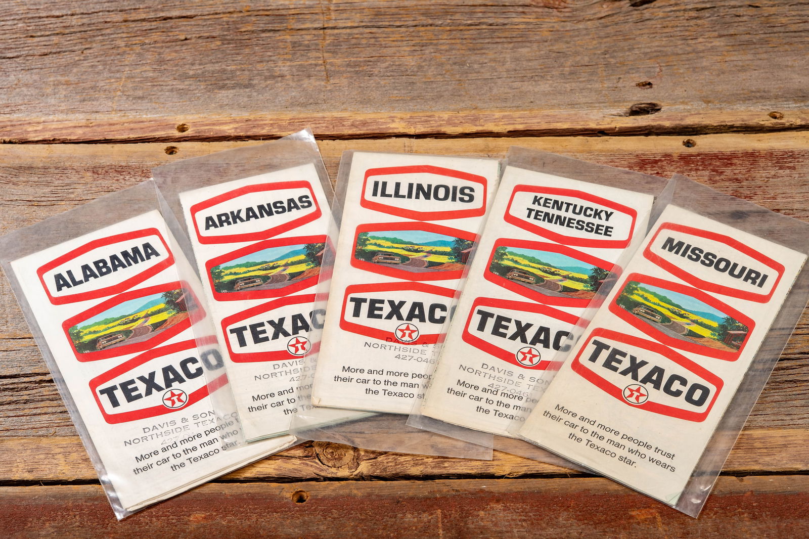Lot of 5 Vtg. Texaco/Gousha US Road Maps: **NOTE: Any shipping quotes provided on this screen are provided by Live Auctioneers. For an in-house shipping quote on this lot, please reach out to us at rockauctiongallery@gmail.com.** C-19533